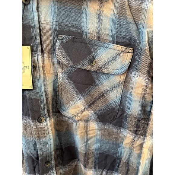 Gioberti Men’s Flannel Shirt Brown Beige Blue Plaid Button Front Size XL NWT - Picture 2 of 6